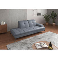 RÉCAMIERE Graublau Echtleder  inkl. Armteilverstellung, Kopfteilverstellung, Sitztiefenverstellung  - Graublau/Schwarz, KONVENTIONELL, Leder/Metall (231/90/122cm) - Sit & More