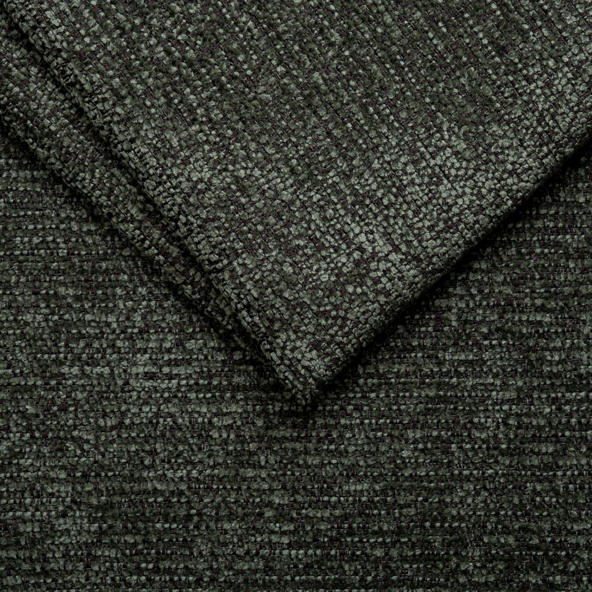 ECKSOFA Dunkelgrün Chenille Bettkasten, Schlaffunktion, Rücken echt, Kopfteilverstellung, Liegefläche im Originalstoff  - Dunkelgrün/Schwarz, MODERN, Kunststoff/Textil (204/292cm) - Milino
