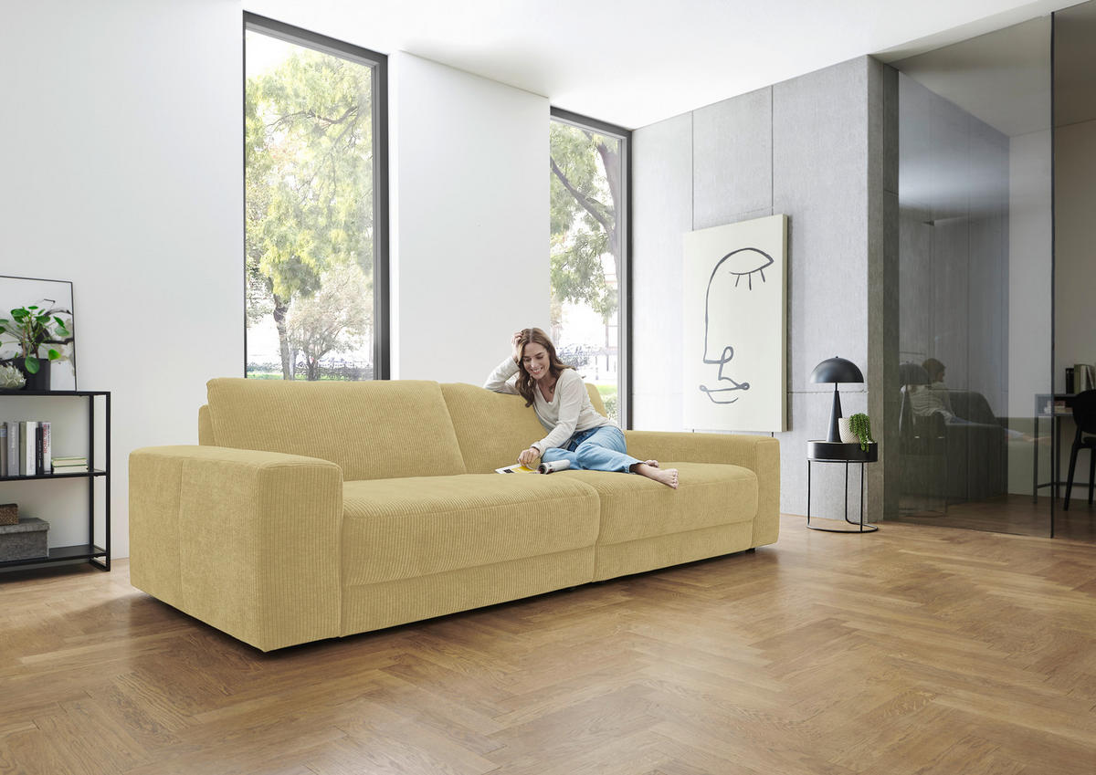 BIGSOFA in Chenille, Jacquard Honig  - Schwarz/Honig, Design, Kunststoff/Textil (270/83/125cm) - Niels Andersson