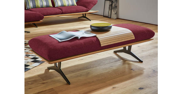 HOCKERBANK in Holz, Textil Bordeaux  - Bordeaux/Schwarz, Design, Holz/Textil (150/43/60cm) - Dieter Knoll