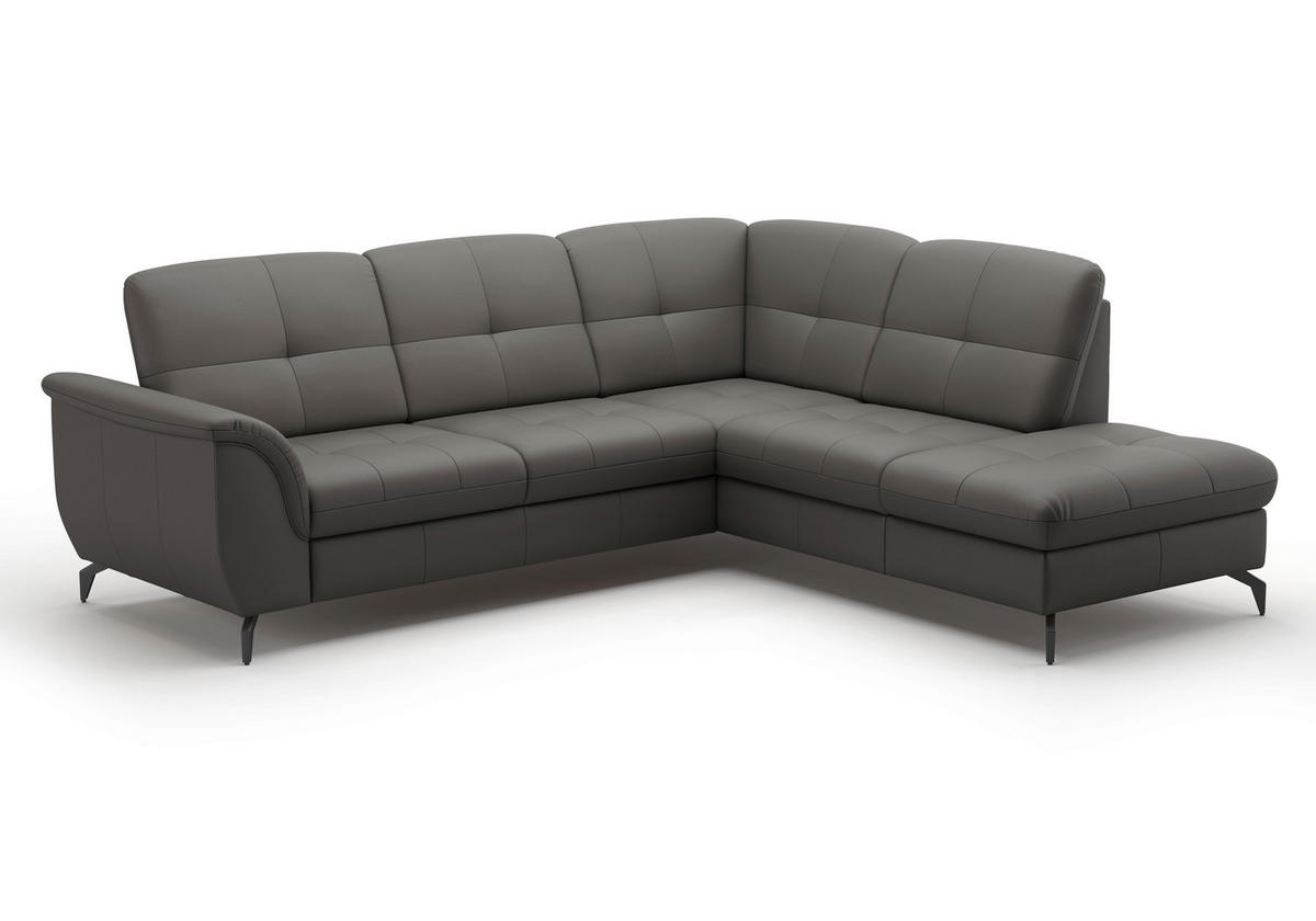 ECKSOFA in Vliesstoff Kombination Echtleder/Stoff Anthrazit  244/212 cm  - Anthrazit/Schwarz, MODERN, Leder/Textil (244/212cm) - Sit & More