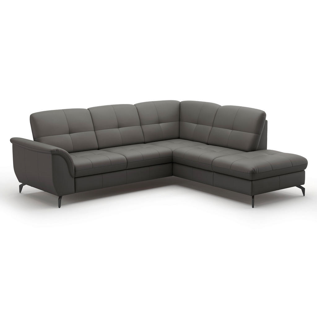 Thumbnail - Sit & More Ecksofa Zora E, Anthrazit, Leder, Echtleder, Nappaleder, 5,5-Sitzer, Ottomane rechts, L-Form, 244x212 cm, Gol...
