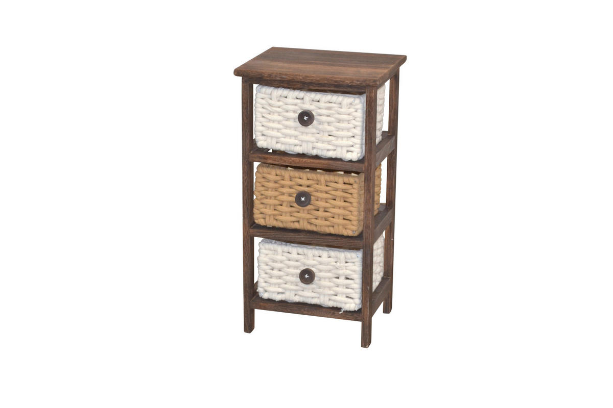 KOMMODE  in  - Dunkelbraun/Creme, Design, Holz/Textil (25/30/58cm) - MID.YOU