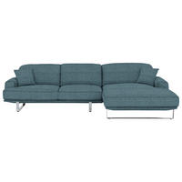 ECKSOFA Blau Webstoff  - Blau, Design, Textil/Metall (304/184cm) - Dieter Knoll