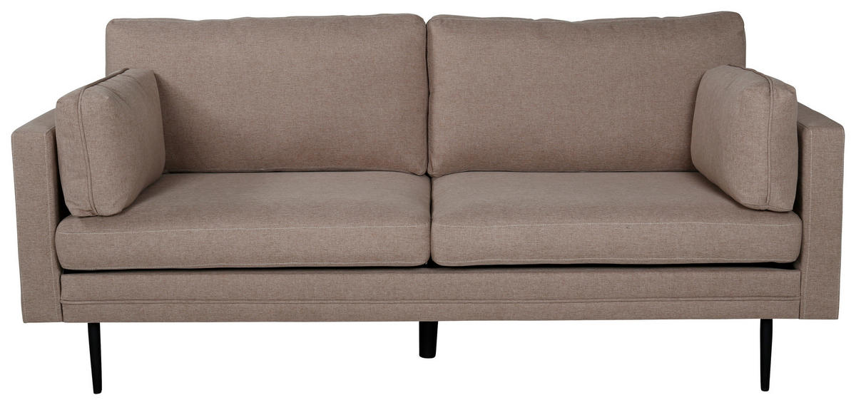 2-SITS SOFFA i metall, textil svart, ljusbrun  - brun/ljusbrun, Design, metall/textil (203/84/90cm) - Livetastic