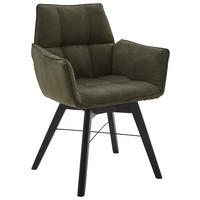 ARMLEHNSTUHL Flachgewebe  - Schwarz/Olivgrün, Design, Holz/Textil (61/87/63cm) - Waldwelt