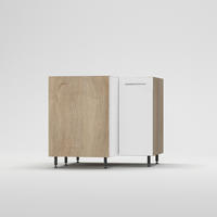 ALSÓ SAROKSZEKRÉNY - magasfényű fehér, Basics, fa/fém (90x90/87/56cm) - Carryhome