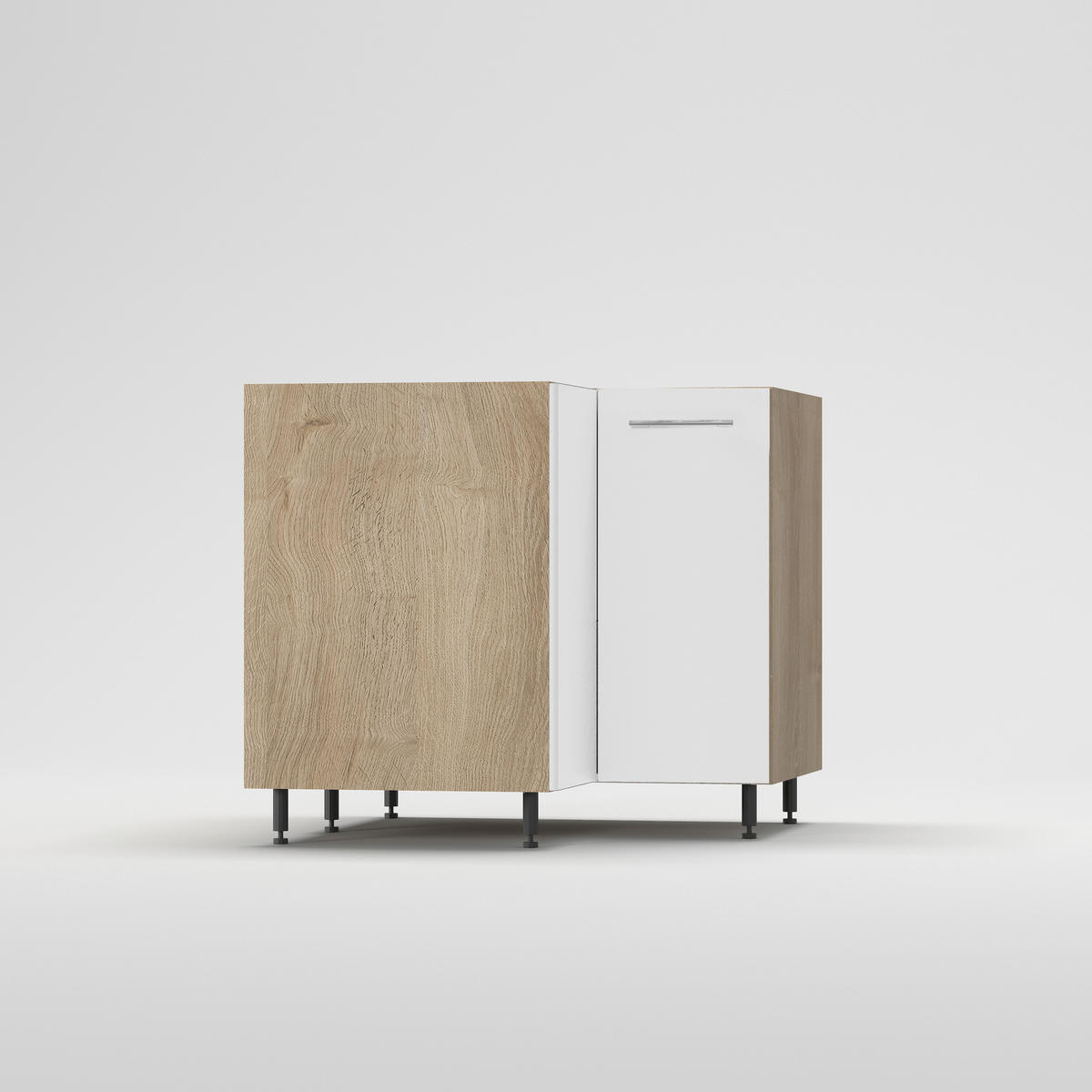 ALSÓ SAROKSZEKRÉNY - magasfényű fehér, Basics, fa/fém (90x90/87/56cm) - Carryhome