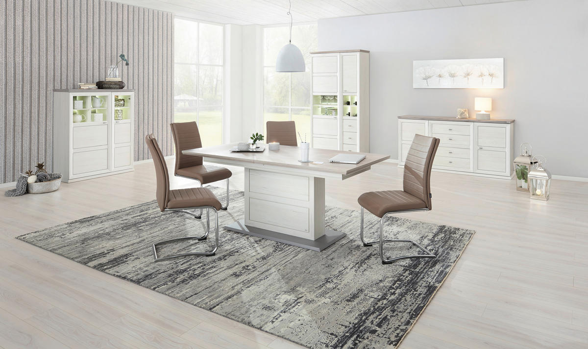 ESSTISCH rechteckig Grau, Weiß  - Weiß/Grau, LIFESTYLE, Holzwerkstoff (160-200/90/76,2cm) - Hom`in