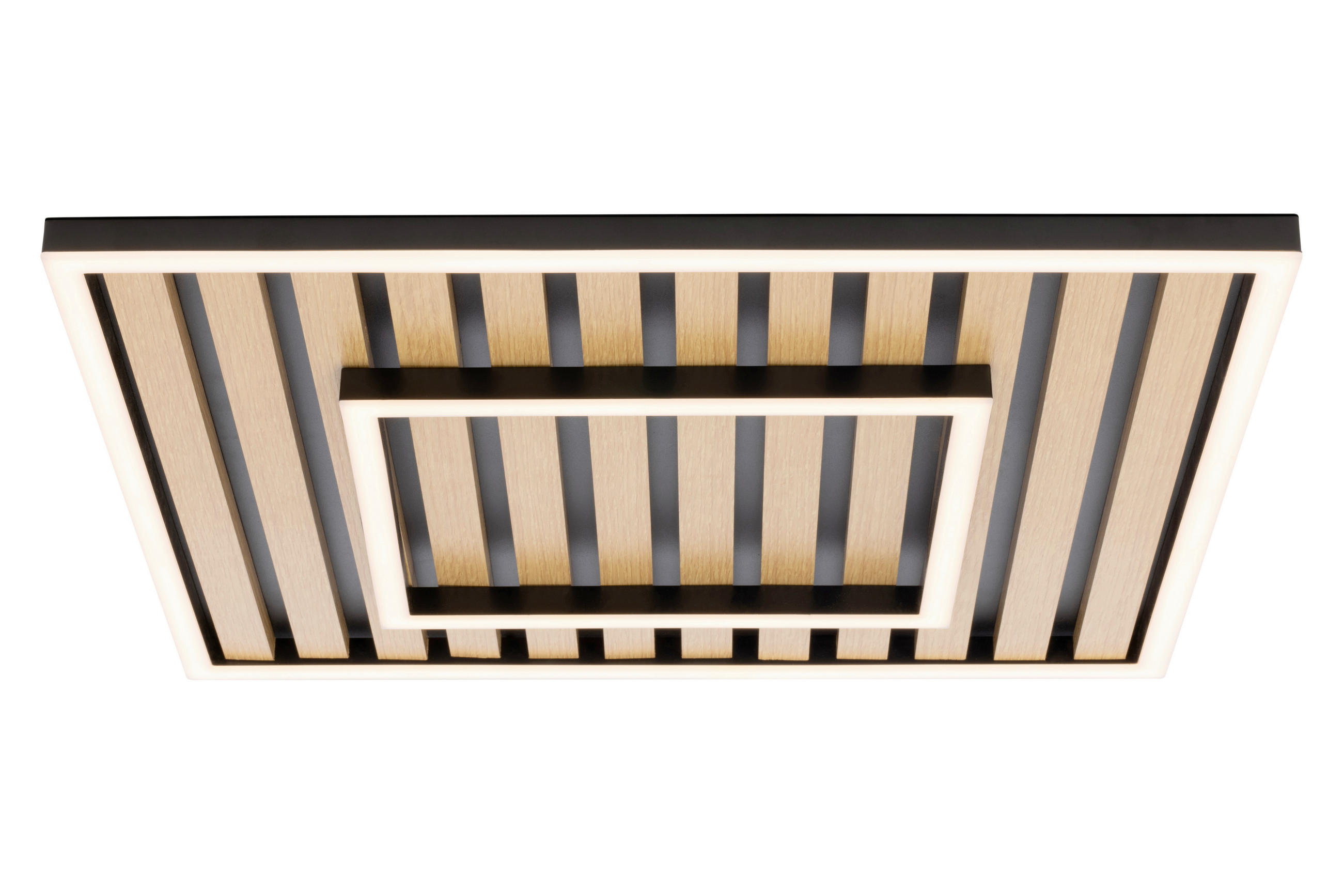 Plafonieră Cu Led 31,5 W    50/50/6 cm  - negru, Design, plastic/lemn (50/50/6cm) - Novel