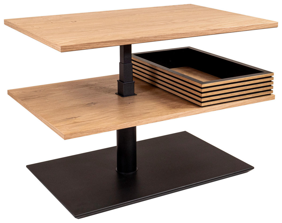 COUCHTISCH in Holz, Metall, Holzwerkstoff 90/60/49-67 cm  - Wildeiche/Schwarz, Design, Holz/Holzwerkstoff (90/60/49-67cm) - Novel