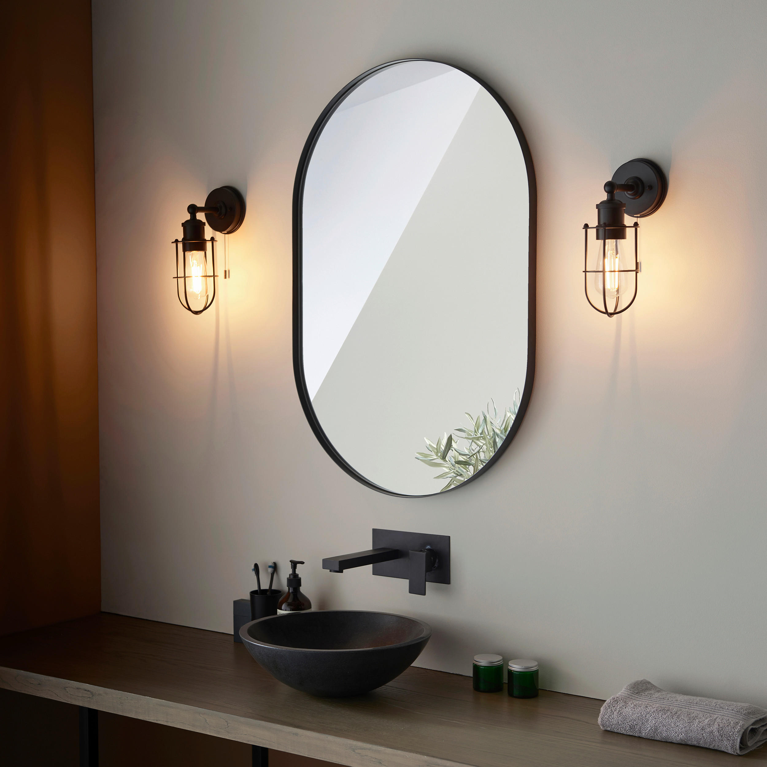 BADEZIMMER-WANDLEUCHTE Crew 11/28.6 cm   - Messingfarben/Schwarz, KONVENTIONELL, Metall (11/28.6cm) - ENDON