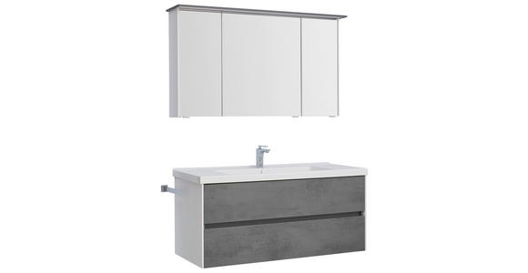 BADEZIMMER in 121 cm - Dunkelgrau/Weiß, Design, Glas/Keramik (121cm) - Dieter Knoll