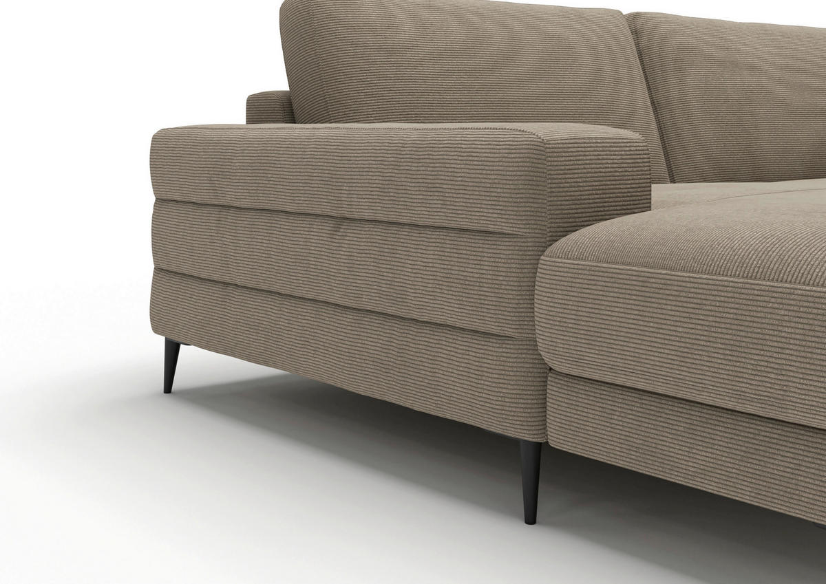 WOHNLANDSCHAFT Badia Base Sandfarben Feincord  - Sandfarben/Schwarz, Design, Textil/Metall (177/376/177cm) - Dieter Knoll