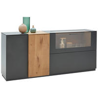 SIDEBOARD 176/81/44 cm  in Anthrazit, Eichefarben  - Eichefarben/Transparent, Natur, Glas/Holz (176/81/44cm) - Valnatura