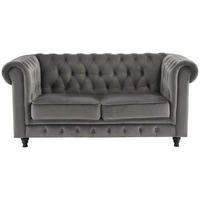CHESTERFIELD-SOFA Samt Grau, Schwarz  - Schwarz/Grau, Trend, Holz/Textil (165/73/87cm) - Xora