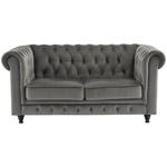 CHESTERFIELD-SOFA in Samt Grau, Schwarz  - Schwarz/Grau, Trend, Holz/Textil (165/73/87cm) - Xora