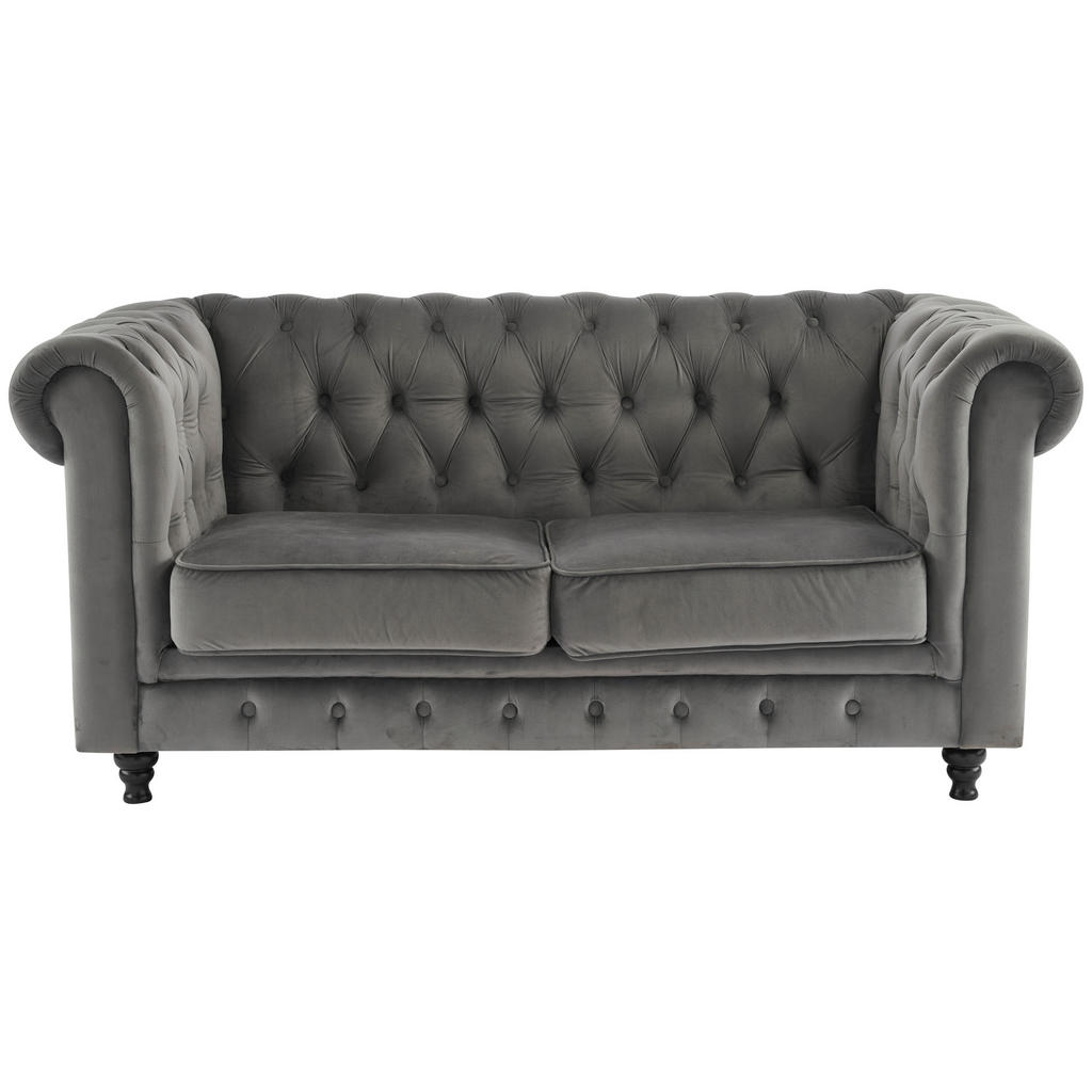 Xora SEDAČKA CHESTERFIELD, drevo, textil, sivá, čierna