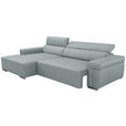ECKSOFA DUA in Echtleder Hellgrau  170/293 cm  - Chromfarben/Hellgrau, Design, Leder/Metall (170/293cm) - Novel