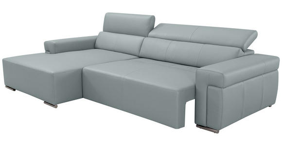 ECKSOFA DUA in Echtleder Hellgrau  170/293 cm  - Chromfarben/Hellgrau, Design, Leder/Metall (170/293cm) - Novel