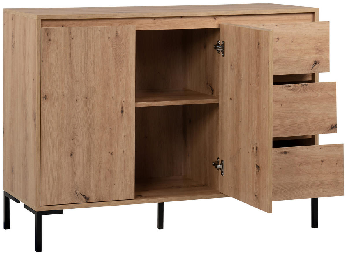 KOMMODE  in 120/87/40 cm  - Schwarz/Eiche Artisan, Design, Holzwerkstoff/Metall (120/87/40cm) - MID.YOU