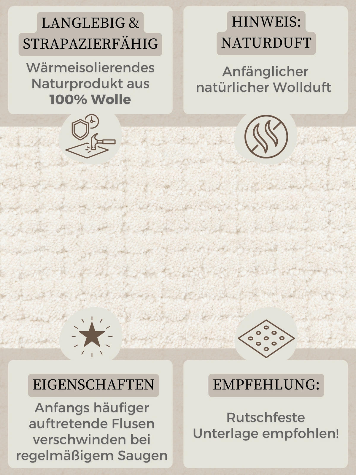 WOLLTEPPICH Wohnzimmer 160 cm Eloise Creme rund  - Creme, Basics, Textil (160cm) - Hanse Home