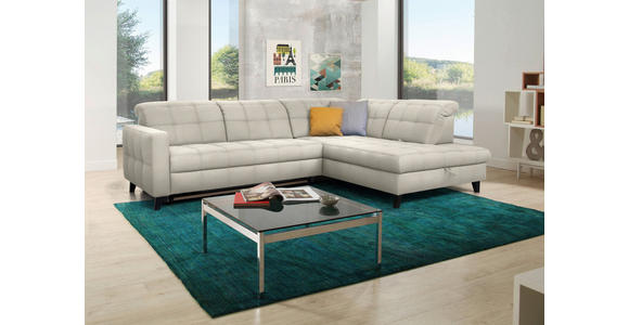 ECKSOFA in Webstoff Ecru 297/216 cm - Ecru/Schwarz, Design, Holz/Textil (297/216cm) - Xora