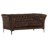 CHESTERFIELD-MEGASOFA Dunkelbraun Flachgewebe  - Dunkelbraun/Schwarz, LIFESTYLE, Textil/Metall (195/80/100cm) - Landscape