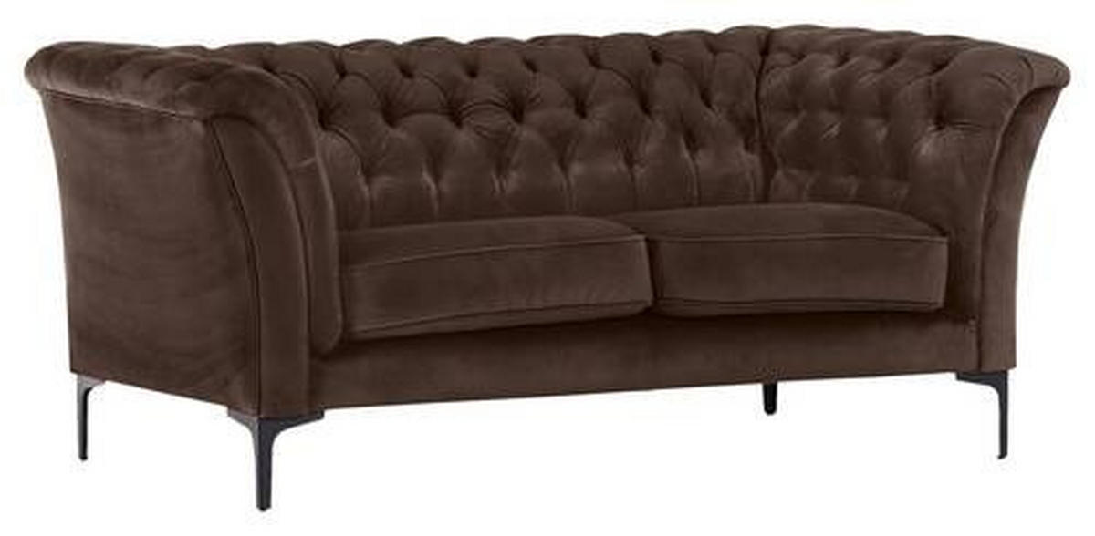 CHESTERFIELD-MEGASOFA Dunkelbraun Flachgewebe  - Dunkelbraun/Schwarz, LIFESTYLE, Textil/Metall (195/80/100cm) - Landscape
