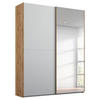 ARMOIRE À PORTES COULISSANTES in Grau, Eichefarben  - Eichefarben/Grau, Trend, Glas/Holzwerkstoff (151/223/68cm) - Stylife