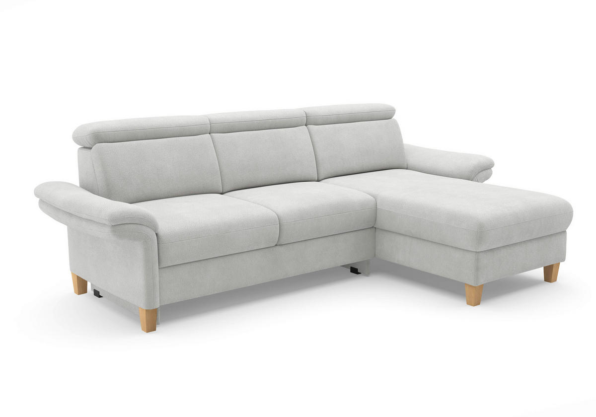ECKSOFA GLENDALE E Silberfarben Flachgewebe  - Eichefarben/Silberfarben, KONVENTIONELL, Holz/Textil (253/166cm) - Sit & More