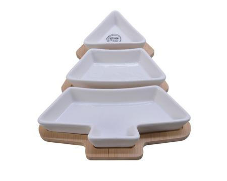 SET BOLURI PENTRU SOS  - alb/culoare natur, Trend, ceramică/lemn (27,50/20,50/3,80cm) - X-Mas