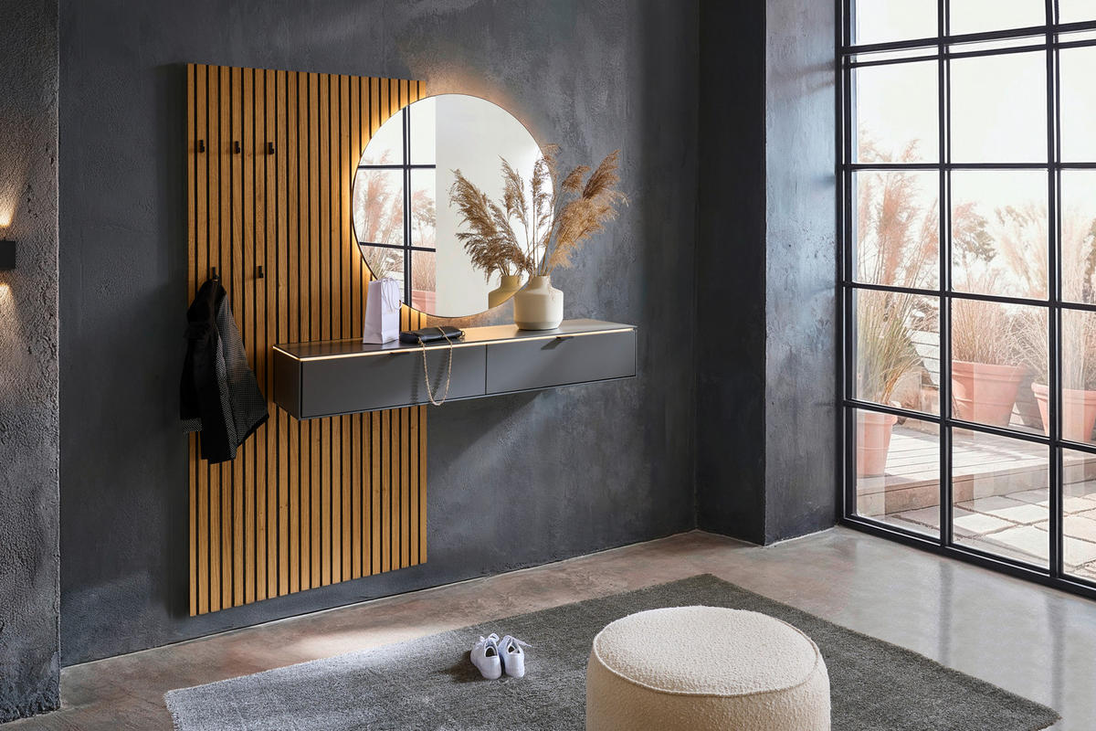 GARDEROBE  in 170/192/40 cm  - Anthrazit/Naturfarben, Design, Glas/Holz (170/192/40cm) - Dieter Knoll