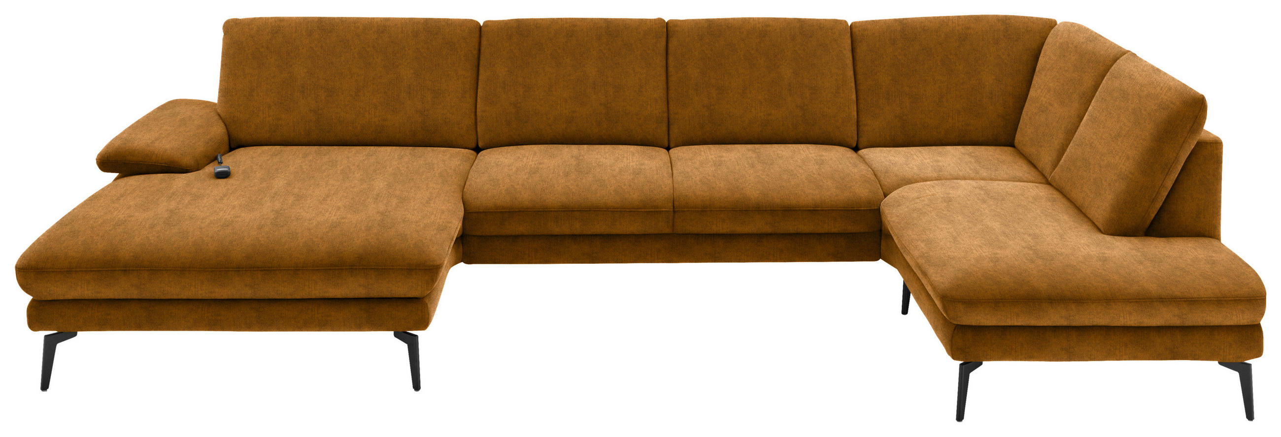 WOHNLANDSCHAFT in Velours Cognac  - Cognac/Schwarz, Design, Textil/Metall (180/344/208cm) - Dieter Knoll