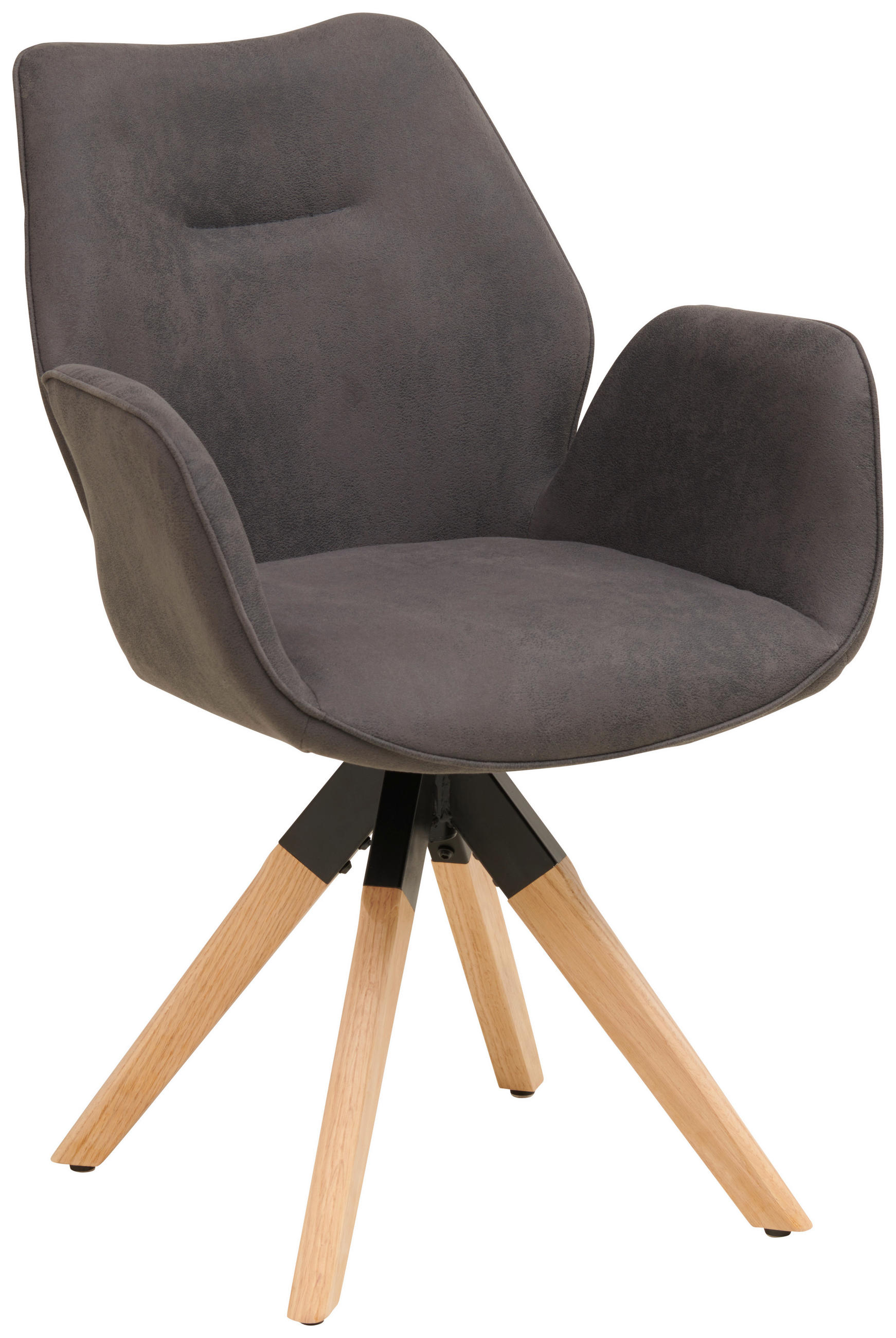ARMLEHNSTUHL in Holz, Textil Anthrazit, Naturfarben  - Anthrazit/Naturfarben, MODERN, Holz/Textil (61/86/62cm) - Livetastic