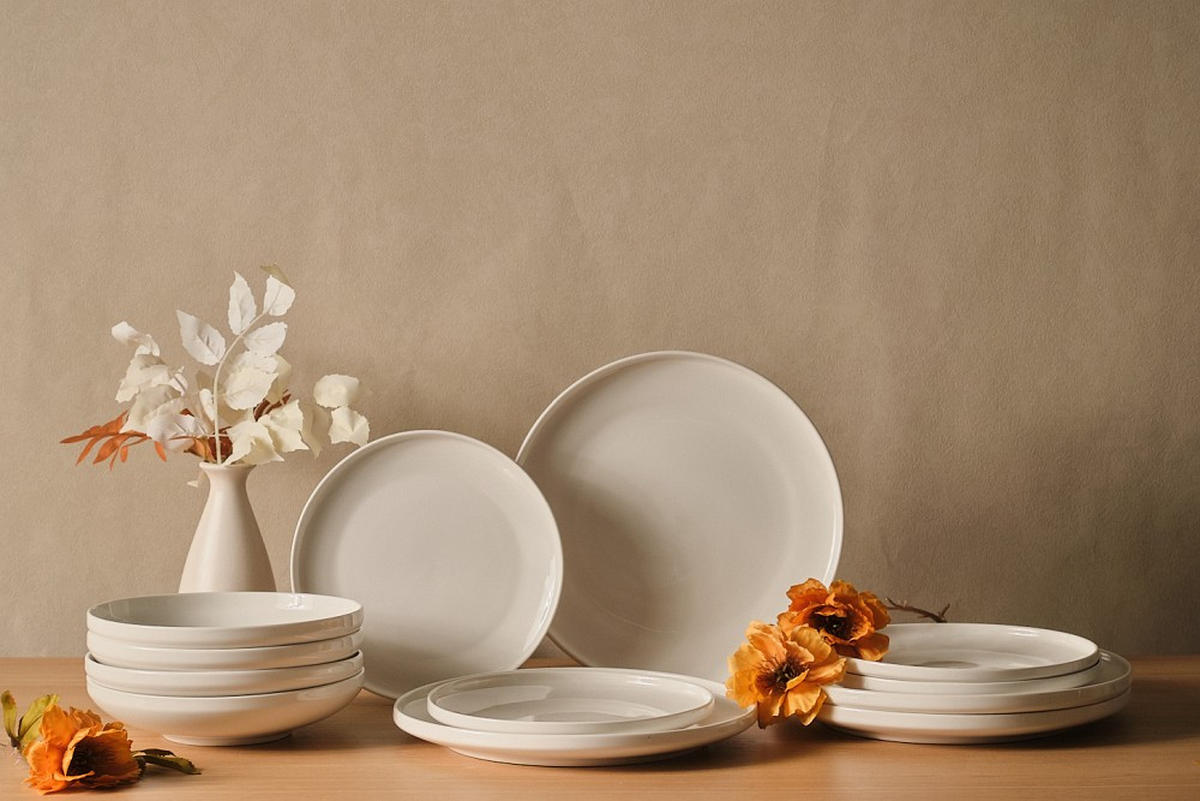 KOMBINOVANÝ SERVIS 12-dielne, porcelán keramika  - biela, Design, keramika - Novel