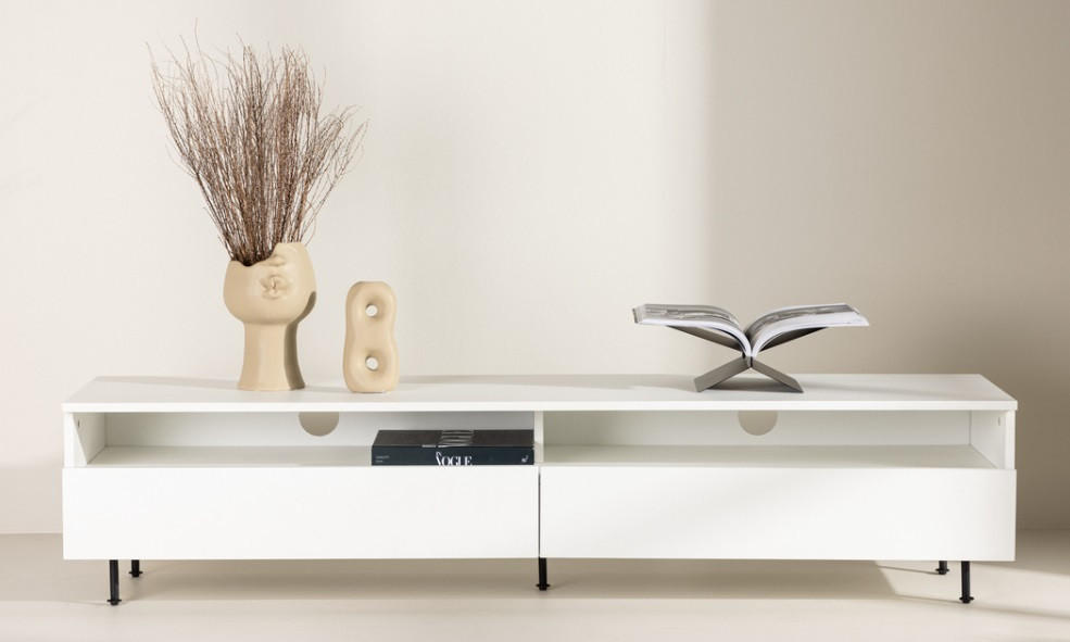 TV-BÄNK 160/40/40 cm  - vit/svart, Design, metall/trämaterial (160/40/40cm) - Best Price