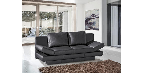 SCHLAFSOFA  in Echtleder Schwarz  - Chromfarben/Schwarz, KONVENTIONELL, Leder/Metall (200/85/90cm) - Novel