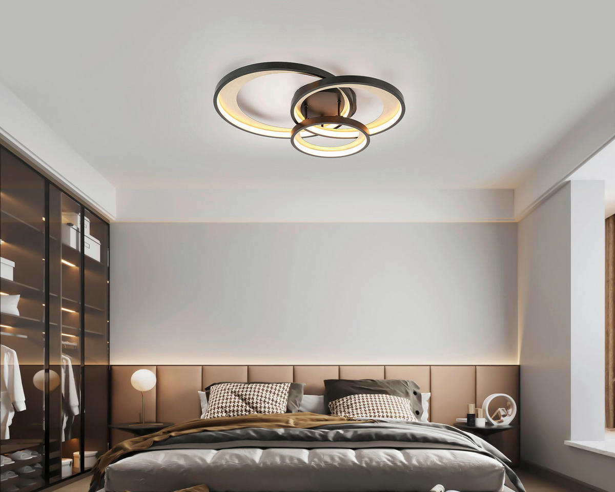 LED-DECKENLEUCHTE 54,2/46,8/11 cm    - Messingfarben/Schwarz, Design, Kunststoff/Metall (54,2/46,8/11cm) - Novel