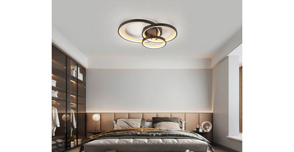 LED-DECKENLEUCHTE 54,2/46,8/11 cm - Messingfarben/Schwarz, Design, Kunststoff/Metall (54,2/46,8/11cm) - Novel