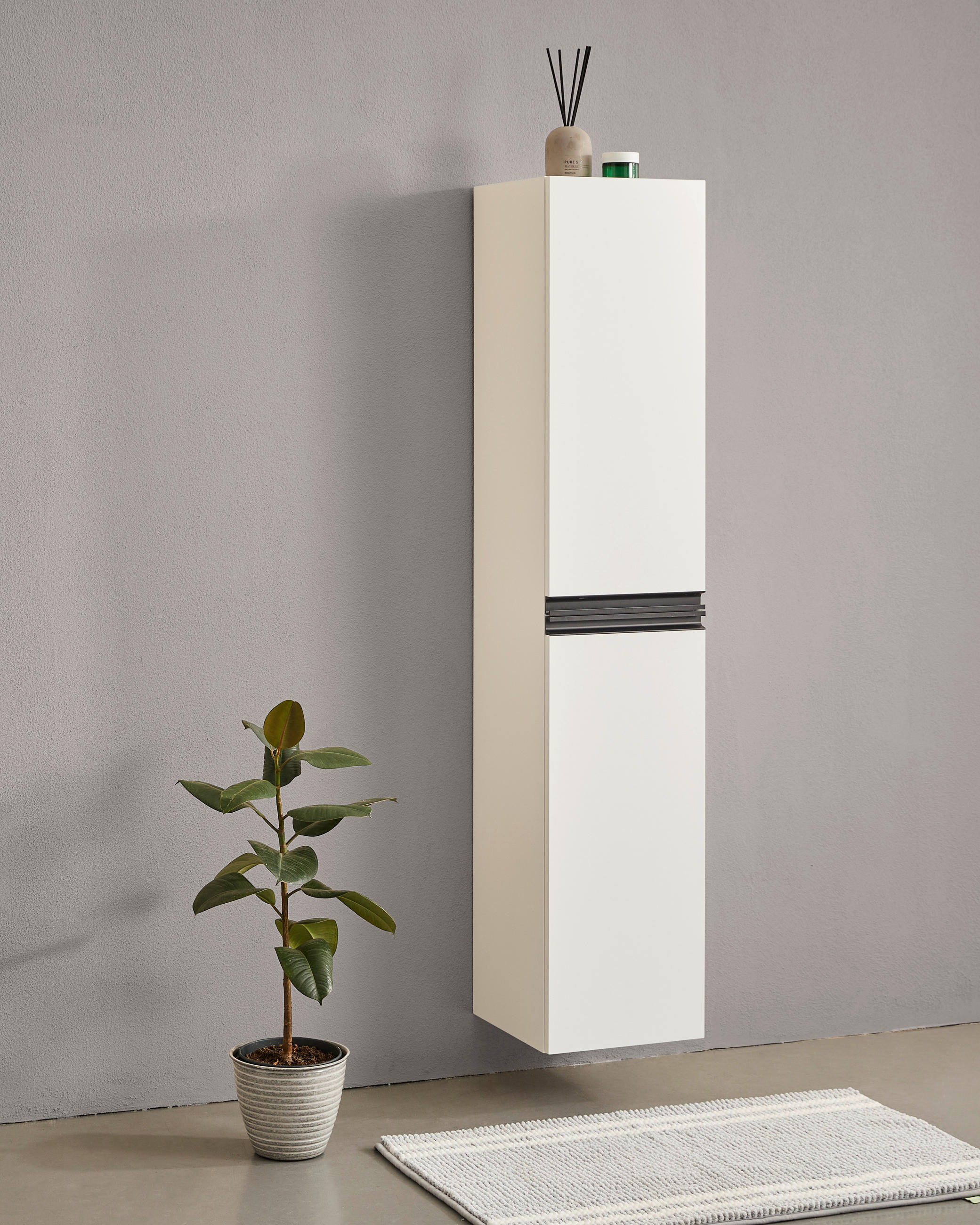 HOCHSCHRANK 41/180/41 cm  - Schwarz/Weiß, MODERN, Holzwerkstoff/Metall (41/180/41cm) - MID.YOU