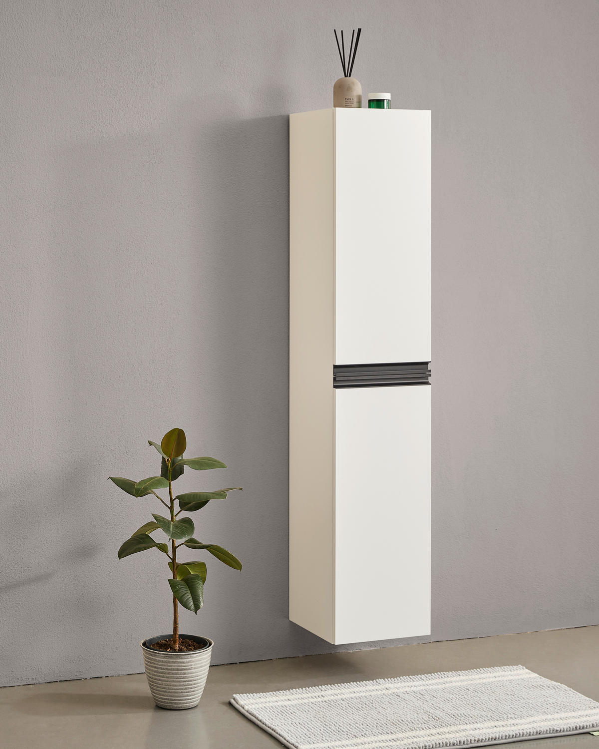 HOCHSCHRANK 41/180/41 cm  - Schwarz/Weiß, MODERN, Holzwerkstoff/Metall (41/180/41cm) - MID.YOU