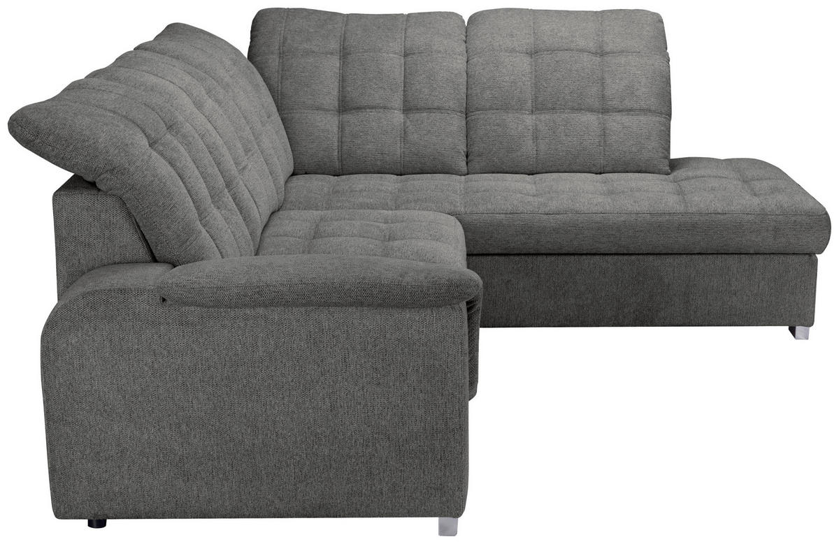 ECKSOFA Graubraun Chenille  - Chromfarben/Graubraun, KONVENTIONELL, Kunststoff/Textil (260/205cm) - Carryhome