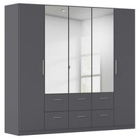 DREHTÜRENSCHRANK 226/210/54 cm,  in Grau, 5 Tür(en)  - Alufarben/Grau, KONVENTIONELL, Glas/Holzwerkstoff (226/210/54cm) - home24