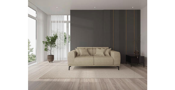 2-SITZER-SOFA  in Webstoff Beige  - Beige/Schwarz, KONVENTIONELL, Textil/Metall (200/80/113cm) - Carryhome