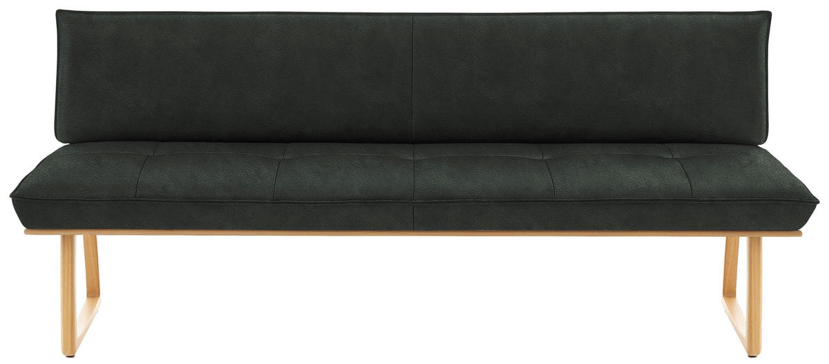 SITZBANK in Holz, Leder Dunkelgrün, Wildeiche  - Wildeiche/Dunkelgrün, Design, Leder/Holz (214/88/66cm) - Koinor