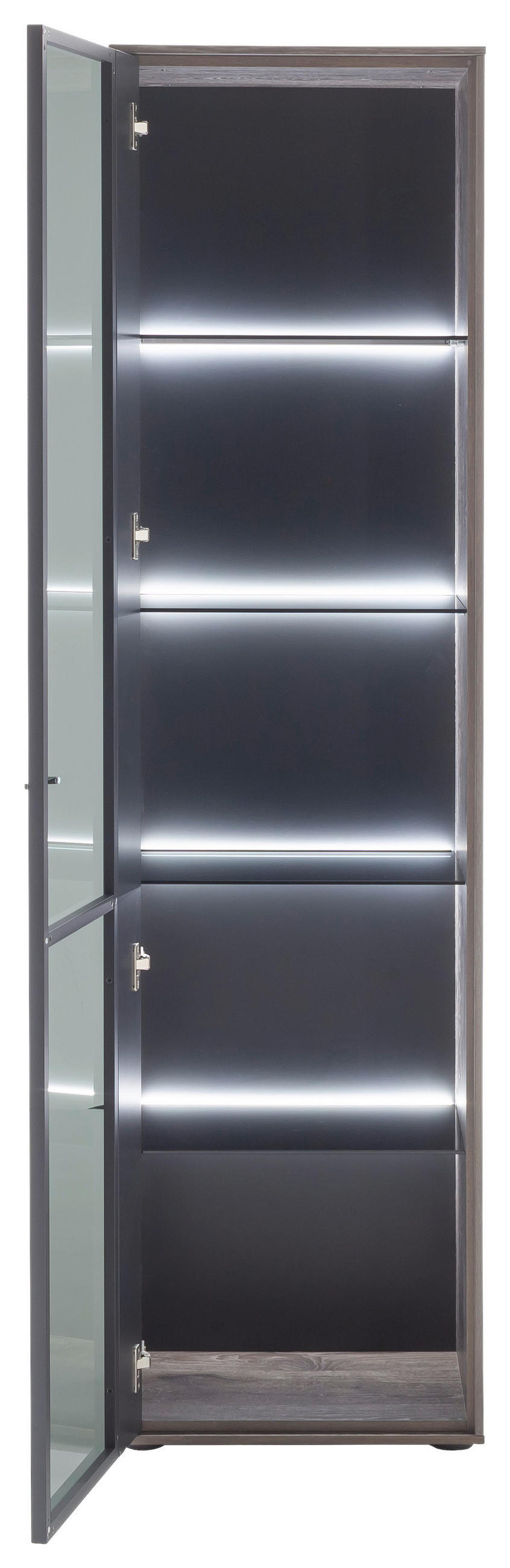 VITRINE  in furniert Eiche Schwarz, Eichefarben - Eichefarben/Anthrazit, Design, Glas/Holz (50/190/37cm) - Novel