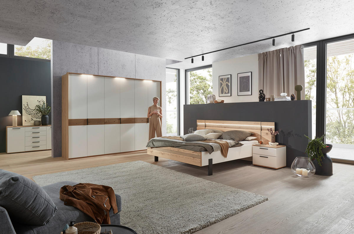 DREHTÜRENSCHRANK  in Weiß, Eichefarben  - Eichefarben/Anthrazit, KONVENTIONELL, Holz/Holzwerkstoff (300/230/60cm) - Dieter Knoll