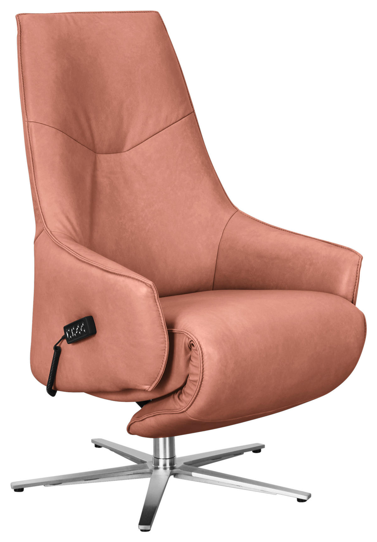 RELAXSESSEL in Leder Koralle  - Edelstahlfarben/Koralle, Design, Leder/Metall (70/120/88cm) - Himolla Komfortklass