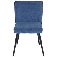 STUHL  in Eisen Leinenoptik, Webstoff Metall, Textil  - Blau/Schwarz, MODERN, Textil/Metall (57/84/48cm) - MID.YOU